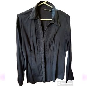 Apt. 9 Stretch Long Sleeve Blouse Dark Gray